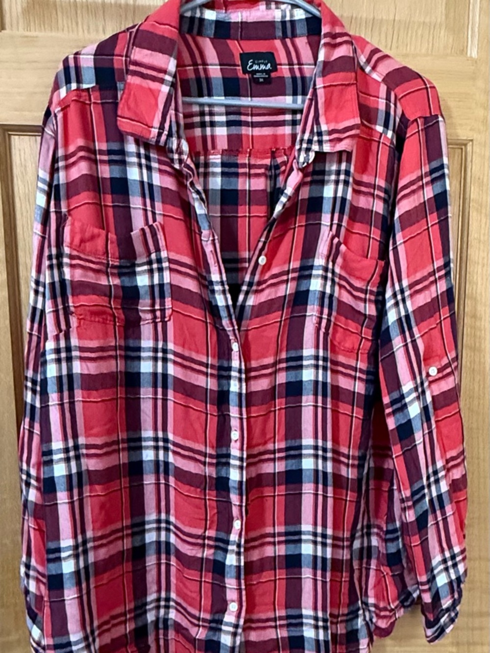 Simply Emma Red and Black Plaid Shirt